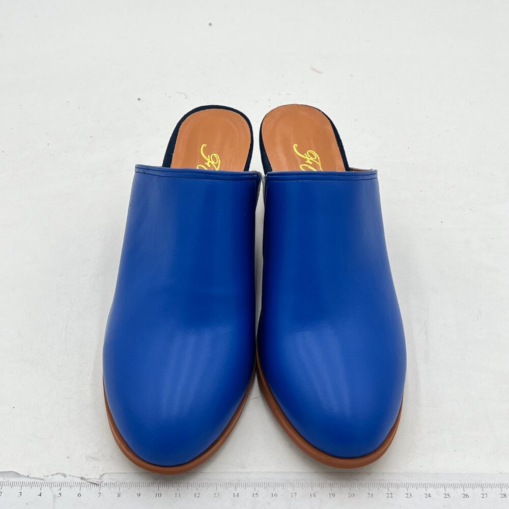 FOWT High Chunky Stacked Heels Mules for Women Closed Pointed Toe Slingback Pump - Picture 3 of 8